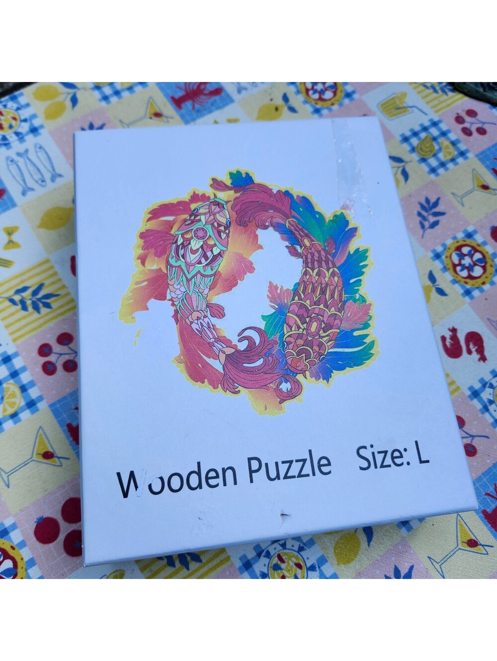 Koi Fish Wooden Puzzle Size L Colorful Yin Yang Irregular Whimsy Pieces